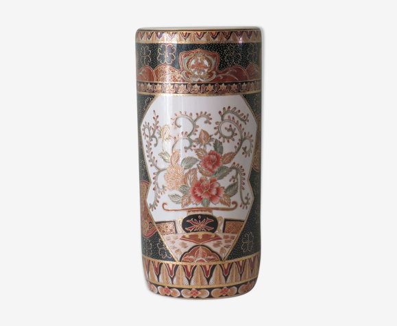 Porte-parapluie rond vintage en céramique à motif oriental
