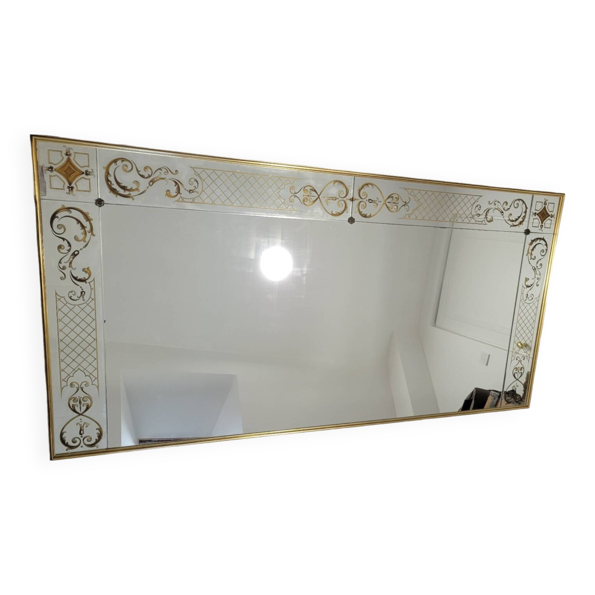 Eglomise brasserie mirror, late 19th century