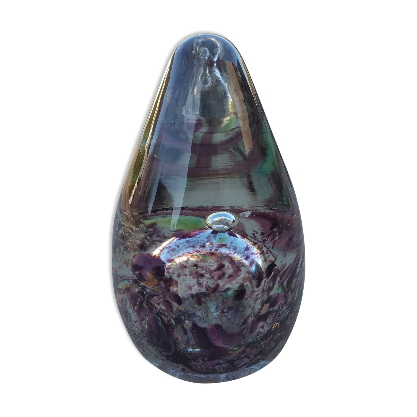 Maur-Vieil Bob Le Bleis vintage 70's glass paste paperweight with inclusions