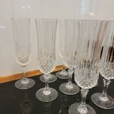 9 crystal champagne flutes from Arques model Longchamp