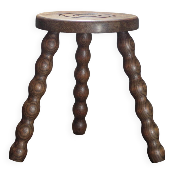 Tabouret vintage, tabouret tripode, tabouret d'appoint, porte-plante bois,