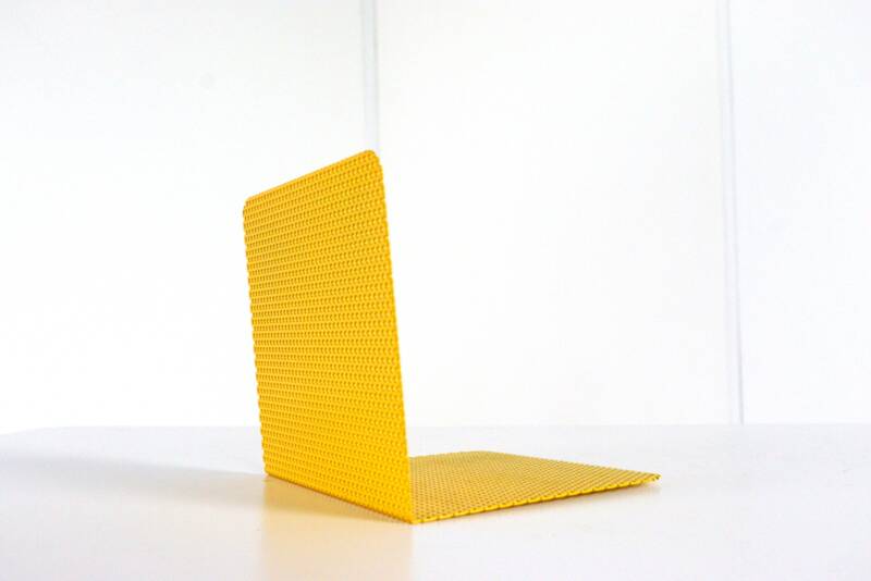 Ensemble de 3 serre-livres en métal - design vintage - jaune