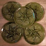 Set of 5 bottle green oyster slushie plates