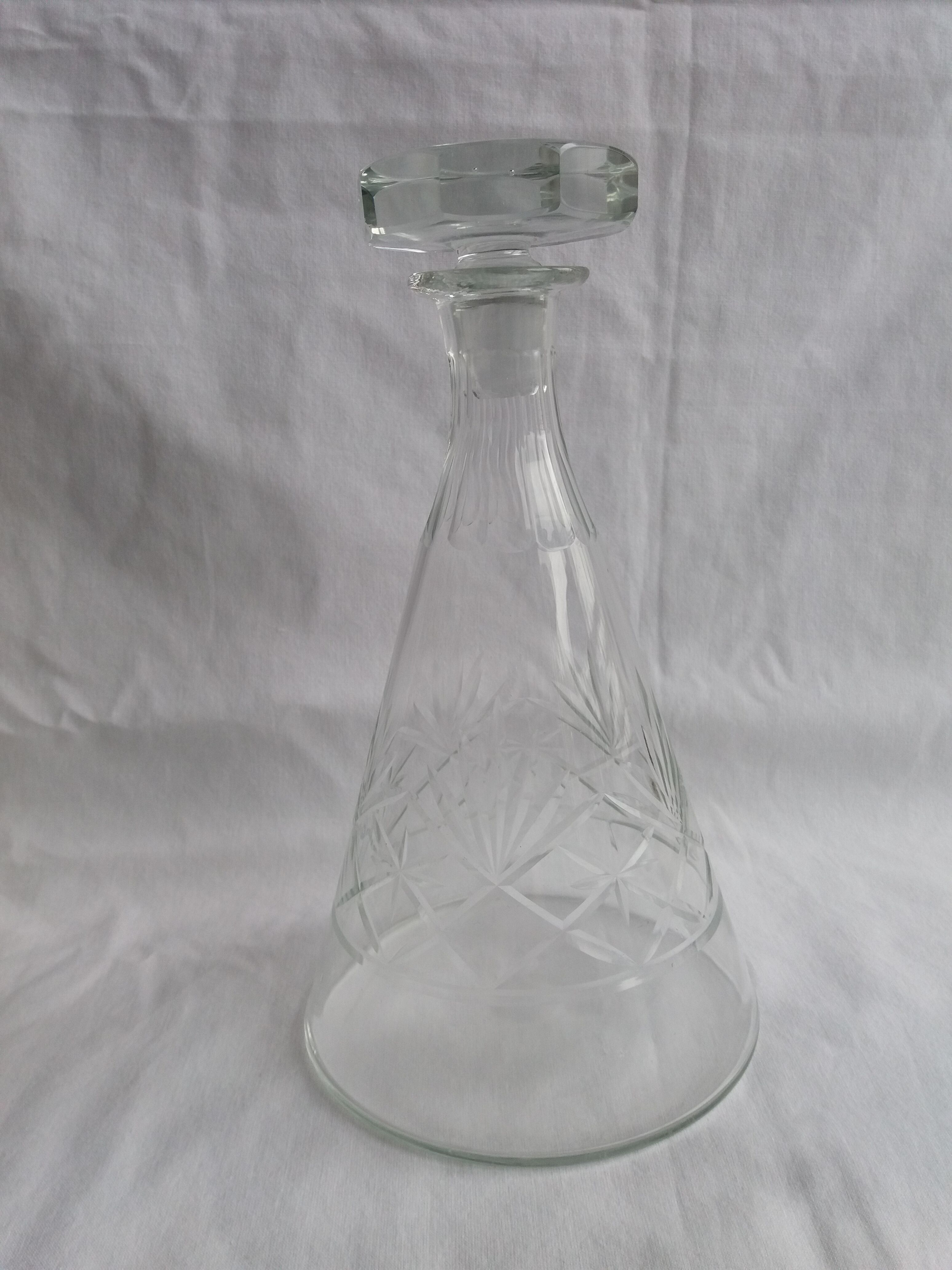 Carved blown glass decanter