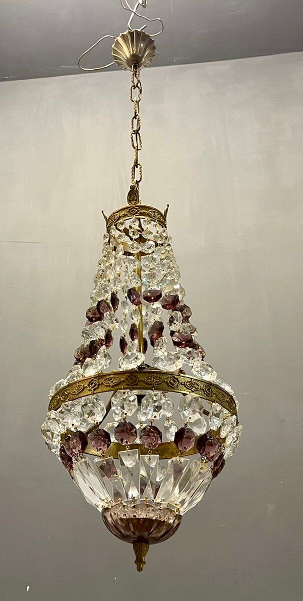 Italian Crystal Basket Chandelier