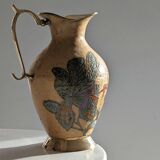 Pitcher, Hand painted brass jug