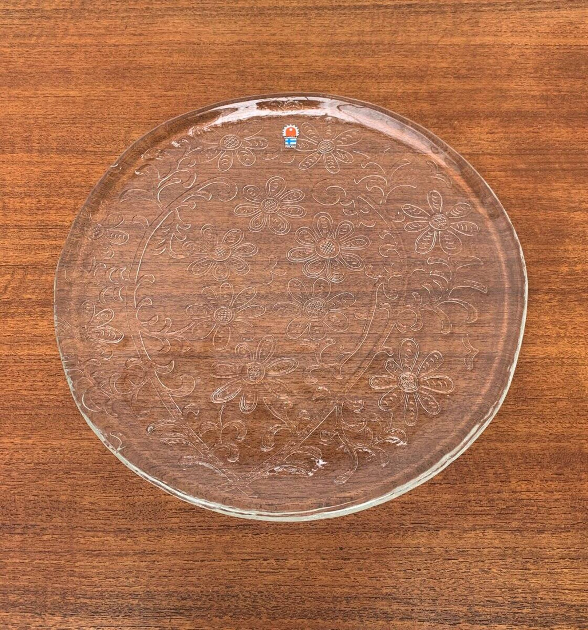 Large Finnish glass plate from the mid-century by Humppila.