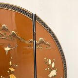 Chinoiserie and Black Lacquer Four-Panel Folding Screen Room Divider, 1930s