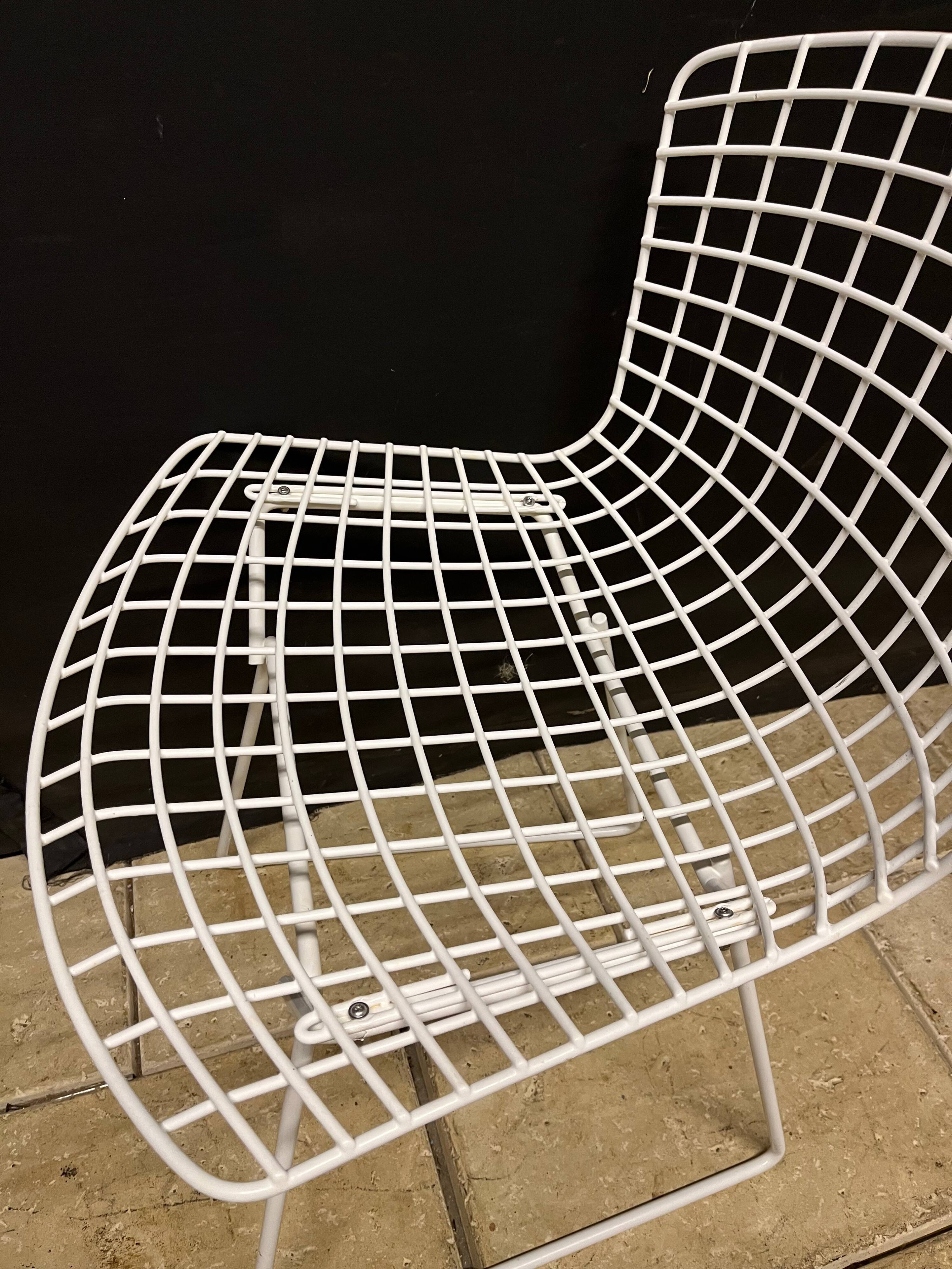 8 Chaises vintages Harry Bertoia Wire en maille de der Laqué Blanc Knoll