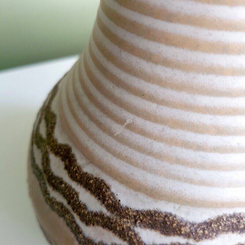 Beige vase ringed neck German ceramic VEB Fat Lava Era