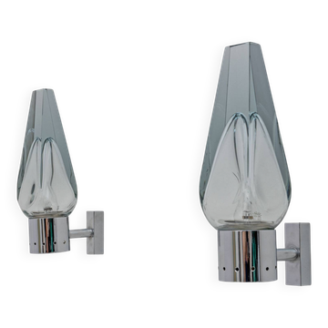 Pair of Mid-century Modern Murano Glass Sconces by Flavio Poli for Seguso
