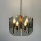 Grey glass chandelier with a brass body, 1960, Italy