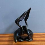 Black ceramic figurine of 2 Pelicans by Miroslav Smutny 1960s
