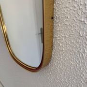 Vintage 1960s mirror asymmetrical free-form rearview mirror gold red - 71 x 3