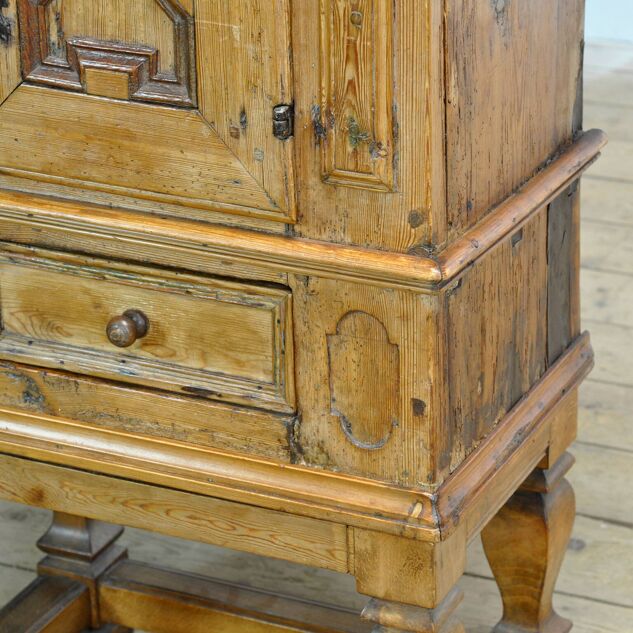 Armoire rustique allemande en pin et chêne, vers 1850
