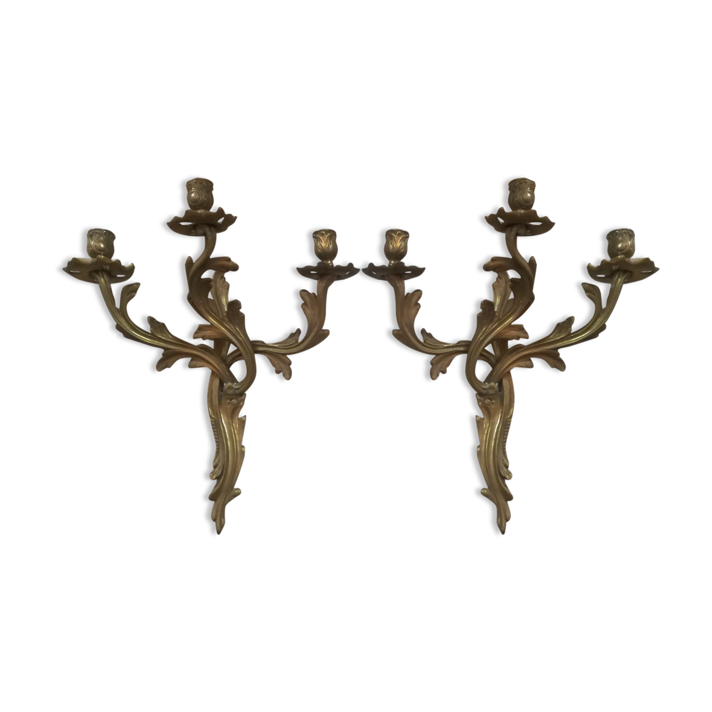 Pair of Louis XV style gilded bronze sconces