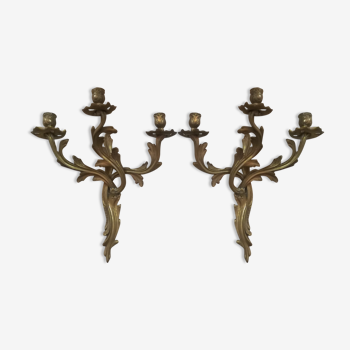 Pair of Louis XV style gilded bronze sconces