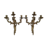 Paire d'appliques en bronze doré style Louis XV