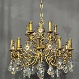 Chandelier with ceramic medallions and Swarovski crystals with 15 light points