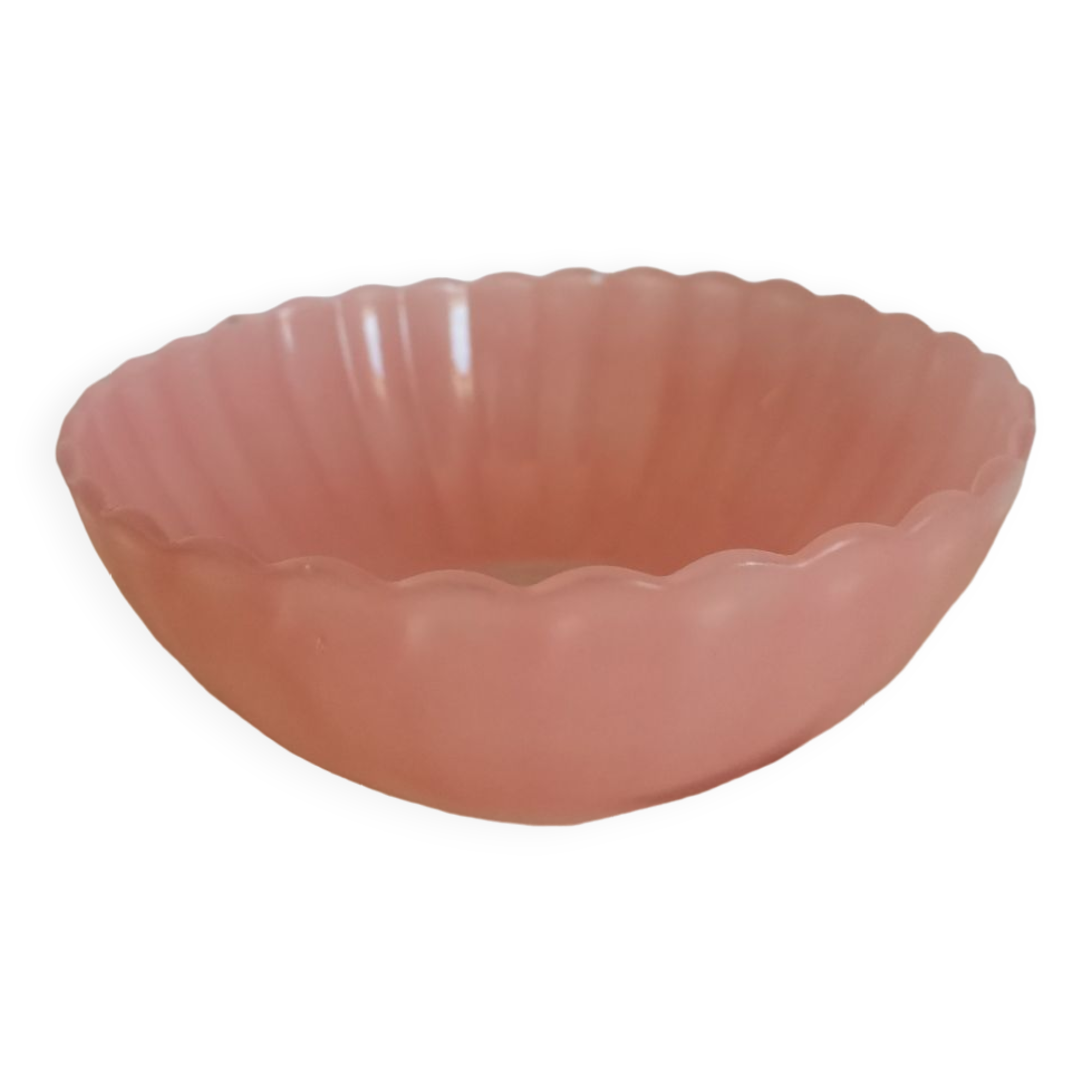 Fluted glass bowl vintage flower pink huilor dulciné