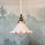 Tulip lamp in opaline and brass