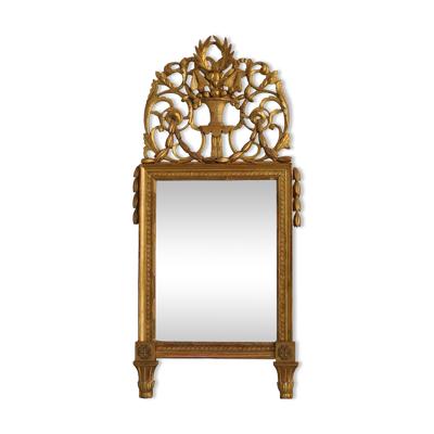 Miroir en bois doré Louis XVI époque XIXème 72x152cm