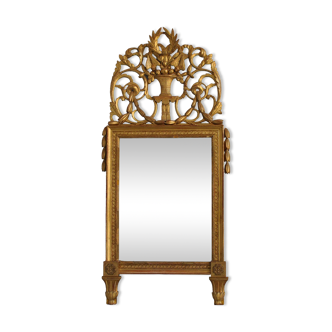 Miroir en bois doré Louis XVI époque XIXème 72x152cm