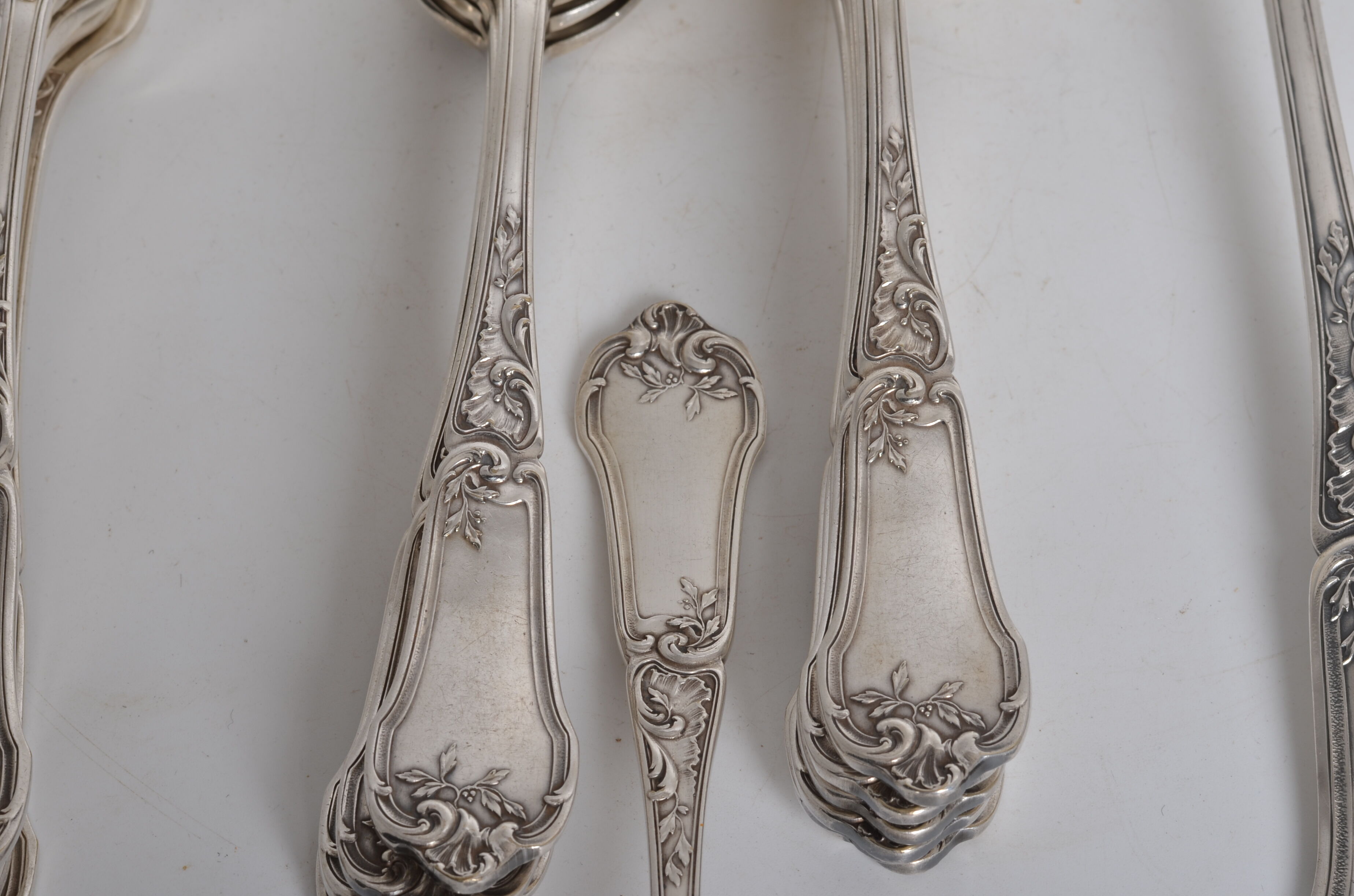 Silver metal housewife monogrammed aj