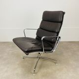 Armchair Ea 216 Eames edition Herman Miller brown leather