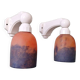 Pair of Art Deco wall sconces in multicoloured porcelain and frosted glass.