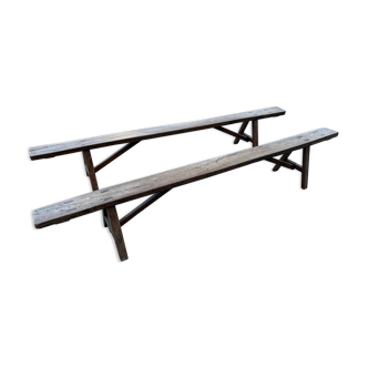 Pair of solid elm benches