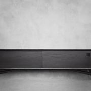 Mid-Century Modern Scandinavian Buffet in Dark Raw Oak with Wooden Handles, 1960s