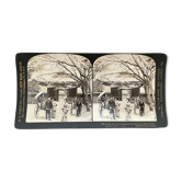 Old stereo photograph, stereograph, luxury albumen 1903 Shiba Temple, Tokyo, Japan