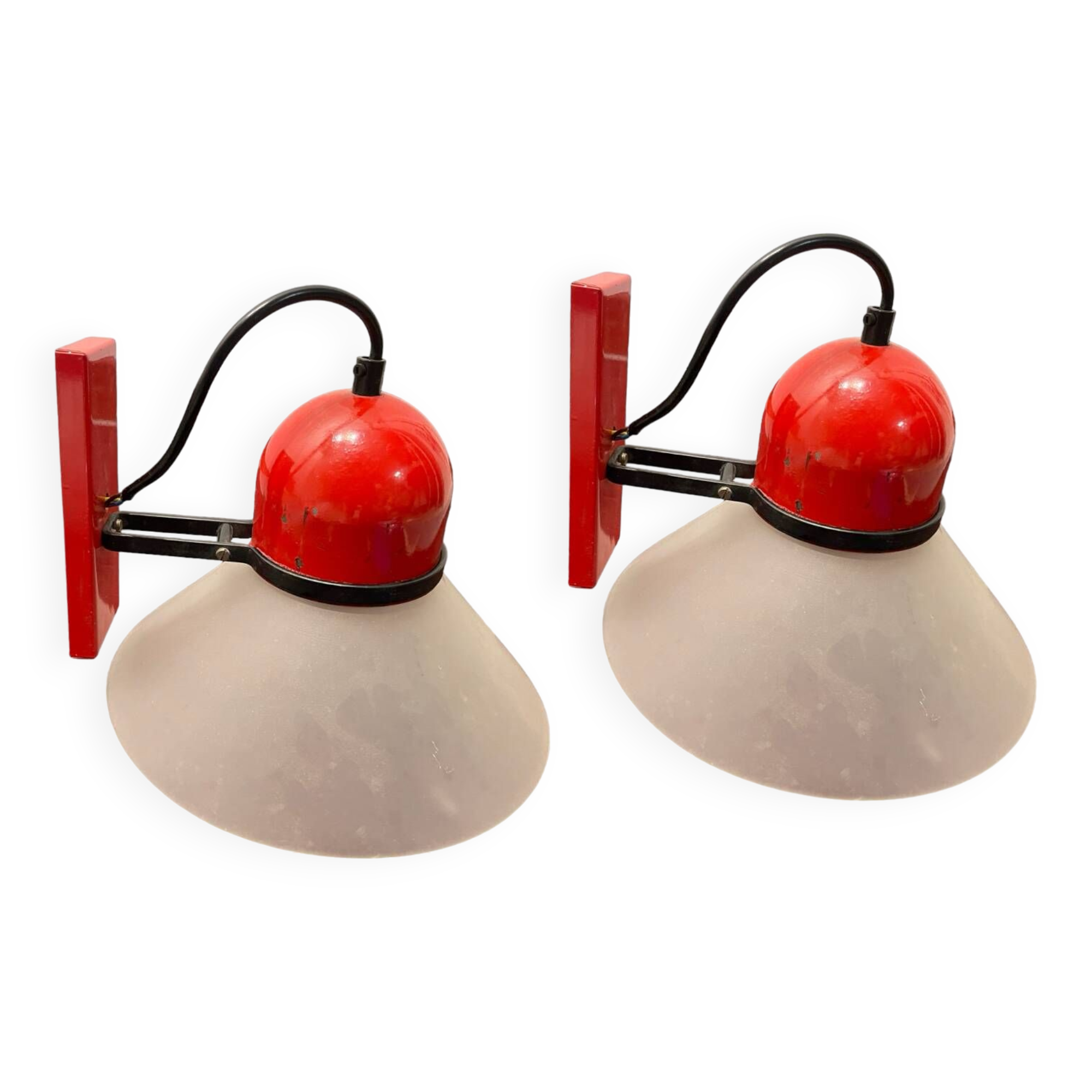 Industrial Red Sconces Set of 2 1970’s