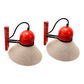 Industrial Red Sconces Set of 2 1970’s