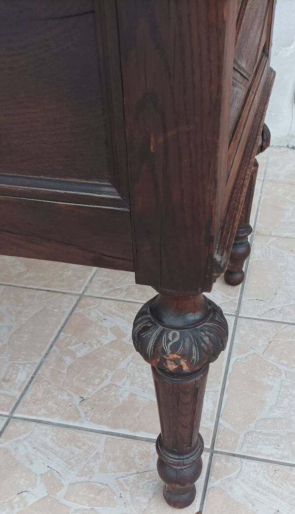 Bureau cylindre Louis XIII en chêne époque 19ème