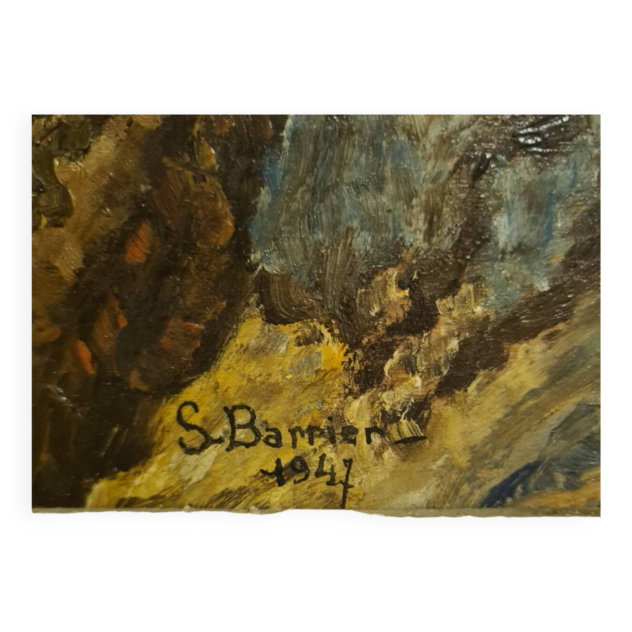 Oil on panel pendant with the French Coast By S. Barrier From 1947