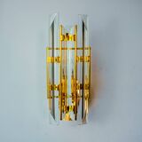 VENINI WALL LIGHT, TRIEDRI GLASS, MURANO, ITALY 1970
