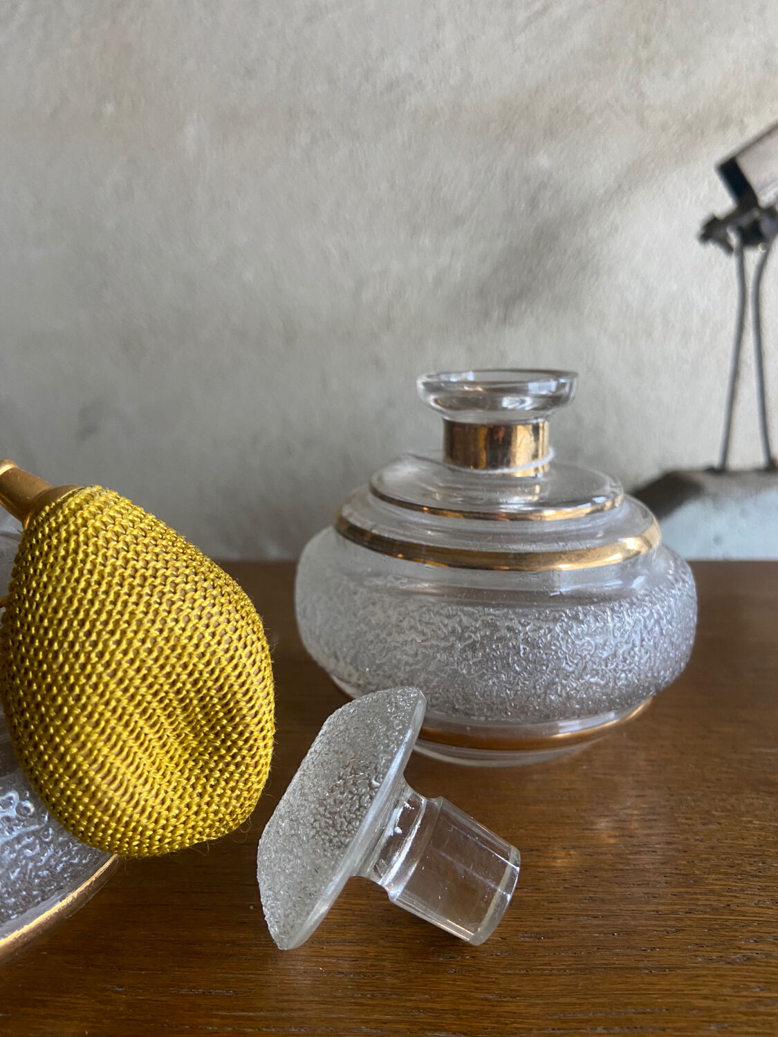 Trio of glass toiletries