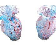 2 anciens vases en verre jaspé, dits style Clichy