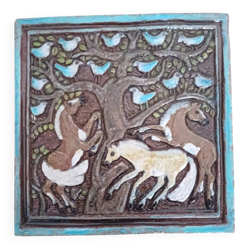 Scandinavian ceramic wall plaque Thomas Hellström - Nittsjö Keramik 1970