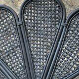 Vintage black rattan headboard 142cm