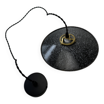 Old speckled enamelled pendant light 25 cm