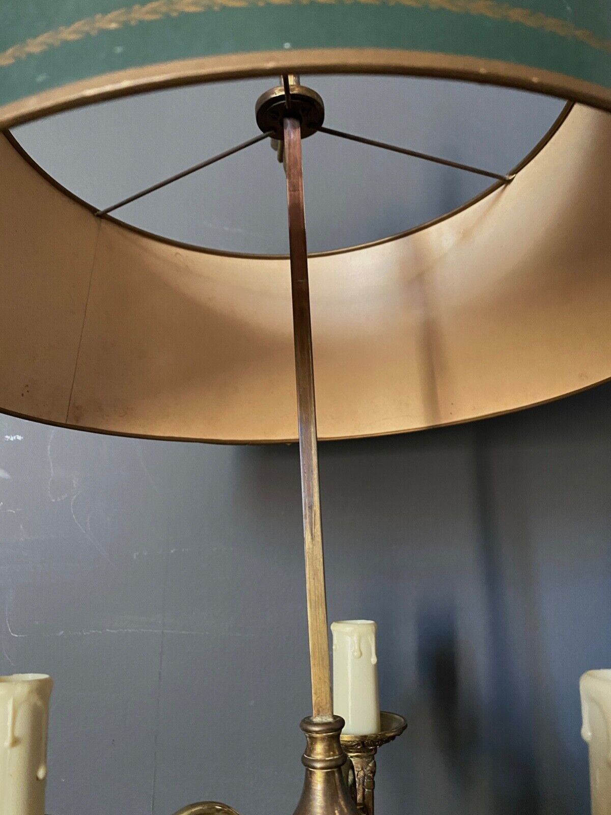 Lamp bouillotte bronze lampshade in sheet style empire mid-twentieth