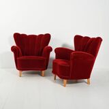 Pair of Swedish 1940s shell-back armchairs