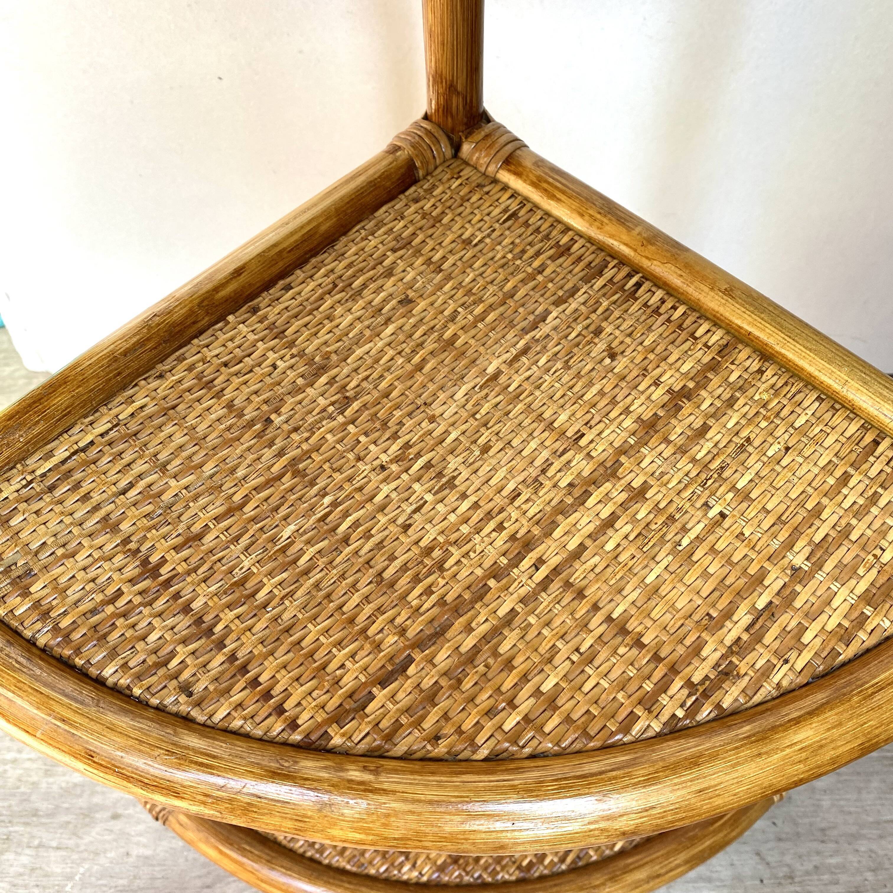 Rattan corner shelf