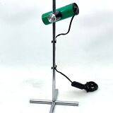 Reggiani, vintage chrome and green lacquer adjustable table lamp. Italy 1970s