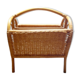 Antique rattan magazine rack