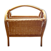 Antique rattan magazine rack