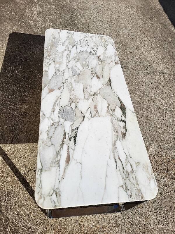 Marble and stainless steel coffee table